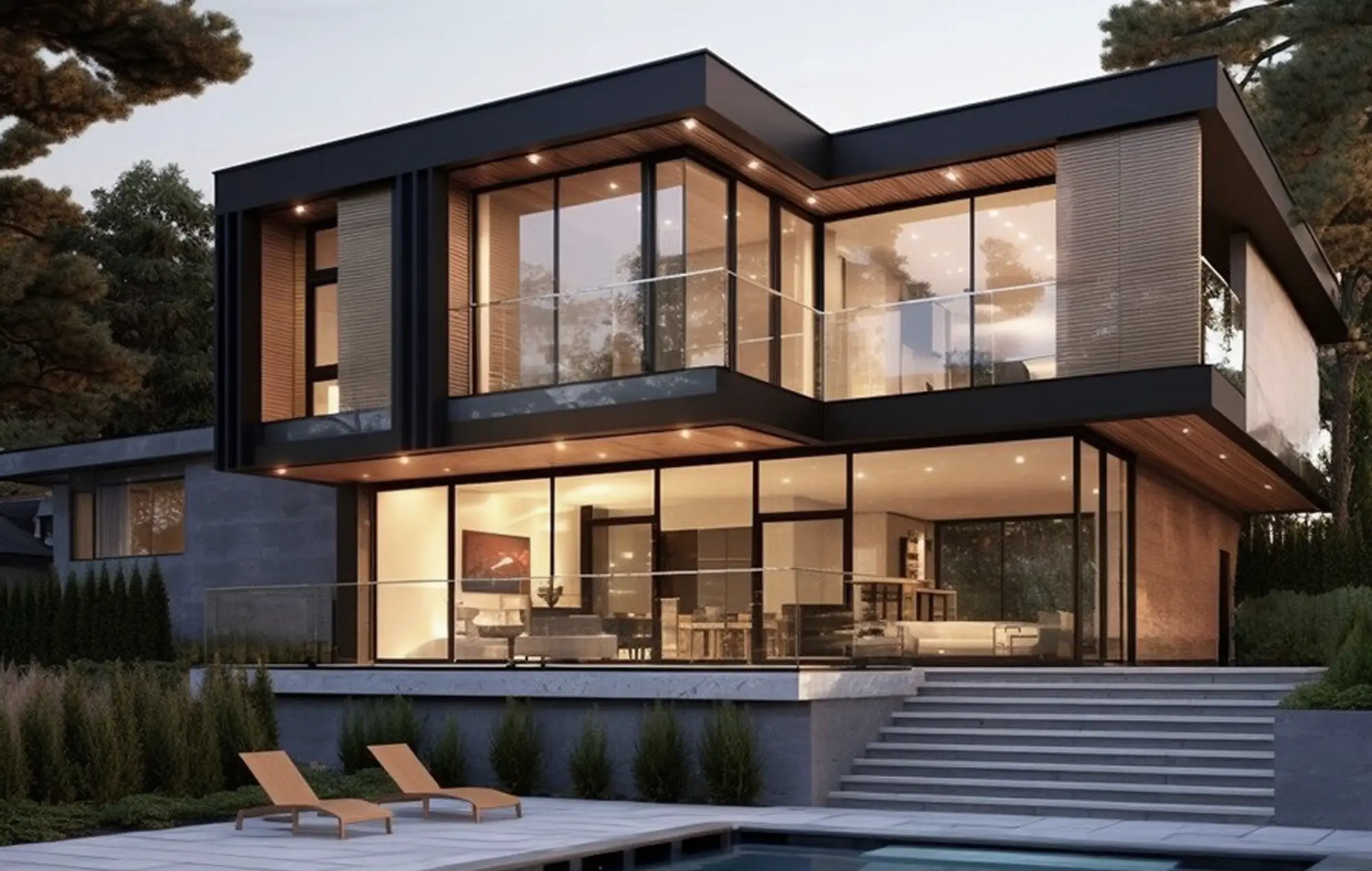 Interior living y vista del proyecto